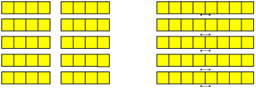 Image showing 40 cubes divided into groups of 4 and 8.
