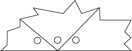 This illustrates the triangle with torn-off corners being placed around a point and forming a half turn.