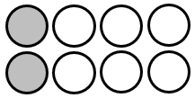 8 circles; 2 shaded