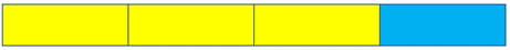 A stack of unnumbered cubes - 3/4 are yellow and 1/4 is blue.