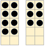 Image of 8 + 6 shown on tens frames.
