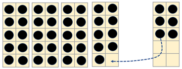 Image of 39 + 6 modelled using tens frames.
