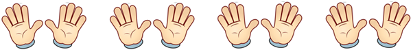Image of four pairs of hands with ten fingers showing in each pair.