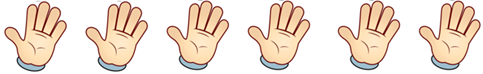 Image of six hands with five fingers showing on each.