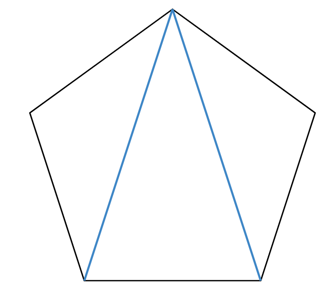 A pentagon partitioned into three triangles.