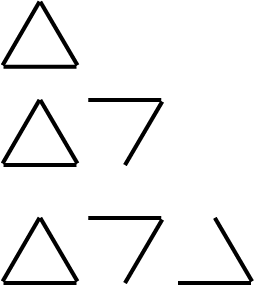 This shows Jamies’ method for rearranging the matchsticks. The pattern begins with 3 matchsticks (one whole triangle). For each term in the pattern, 2 matchsticks are added to complete the next triangle.