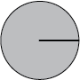 A grey circle with a solid line showing a radius.
