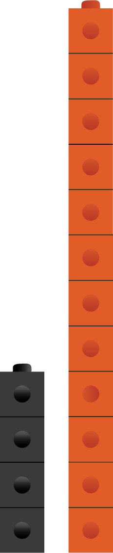 Image of a black 4-cube stack and an orange 12-cube stack.