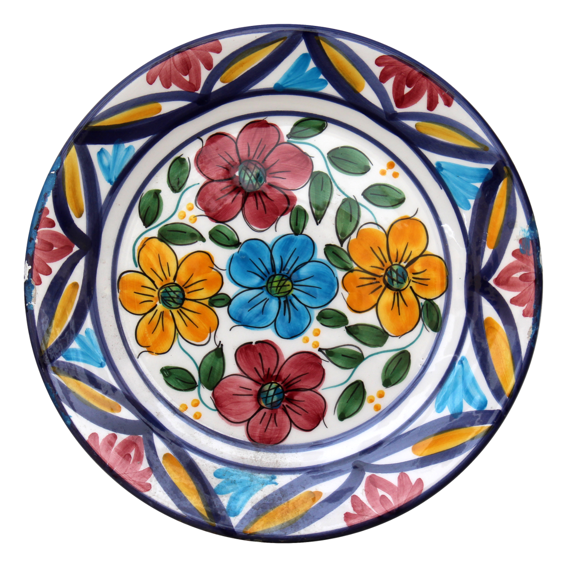 A plate without reflection or rotational symmetry.