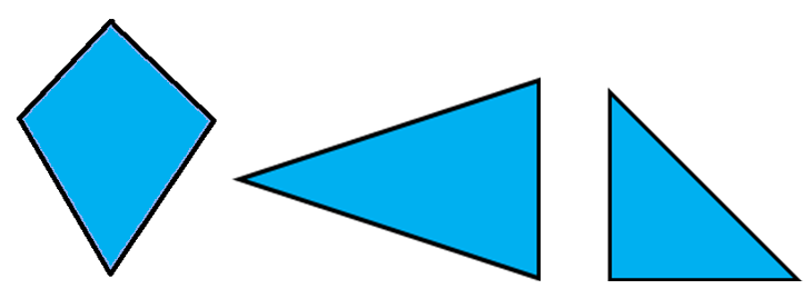 Image of a kite, right-angle triangle, isosceles triangle.