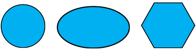 Image of a circle, an oval, and a hexagon.