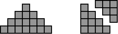 Diagram showing how a staircase pattern can be reformed into a square.