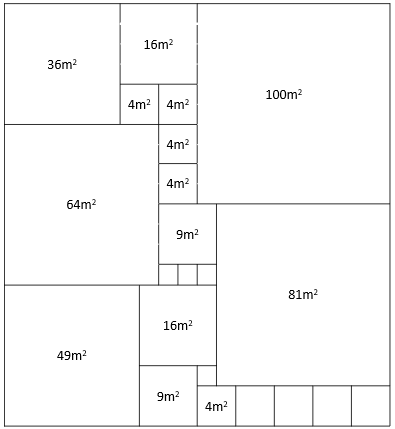 Diagram showing how a rectangular area can be covered by squares.