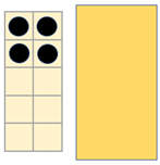 Image of 2 tens frames. One shows 4 counters. One is masked.