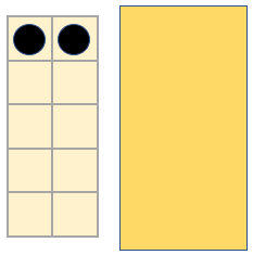 Image of 2 tens frames. One frame shows 2 counters and one frame is masked. 