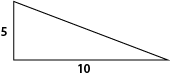 Image of  right angle triangle with height labelled 5 and width labelled 7.
