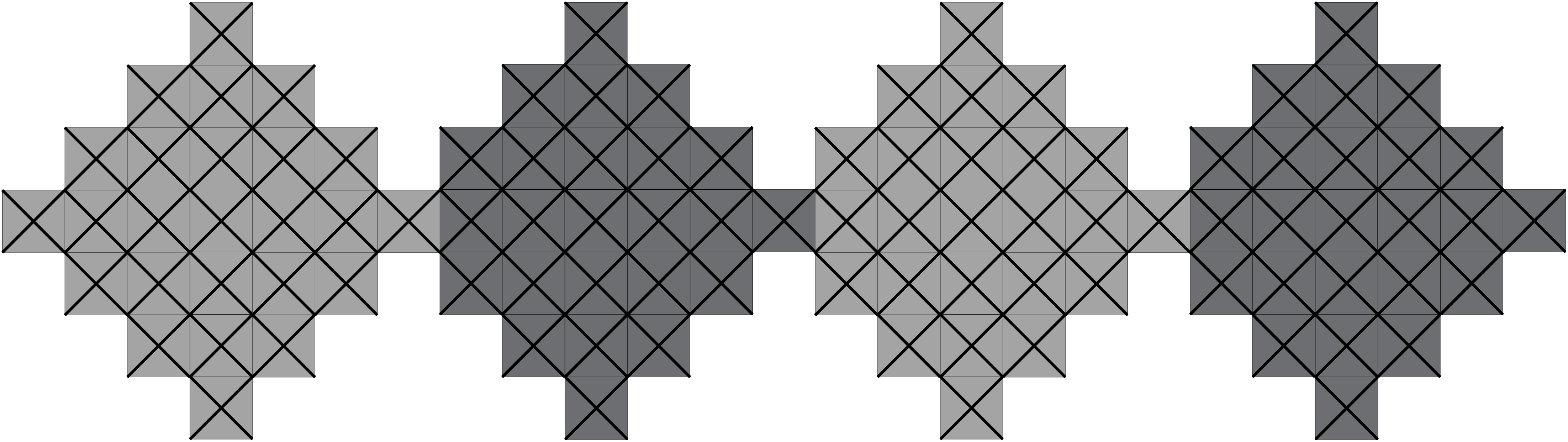 This images shows a string of four patiki patterns from Copymaster 5.