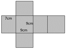 Net for 9cm 9cm by by 7cm cuboid.