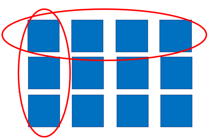 Diagram of one-third and one-quarter within a set of 12 squares. 