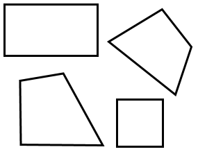 Quadrilateral non-trapezoidal shapes.
